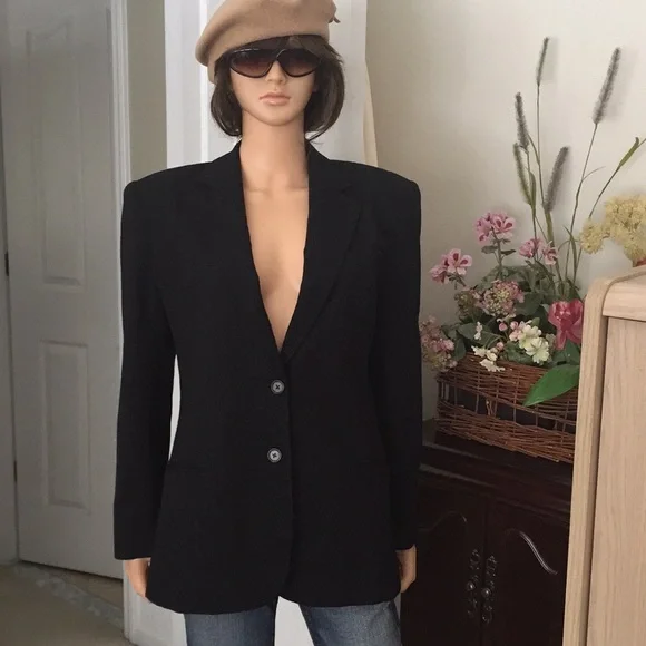 Ralph Lauren wool charcoal gray pinstriped blazer